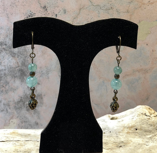 Adventurine & Antique Brass earrings