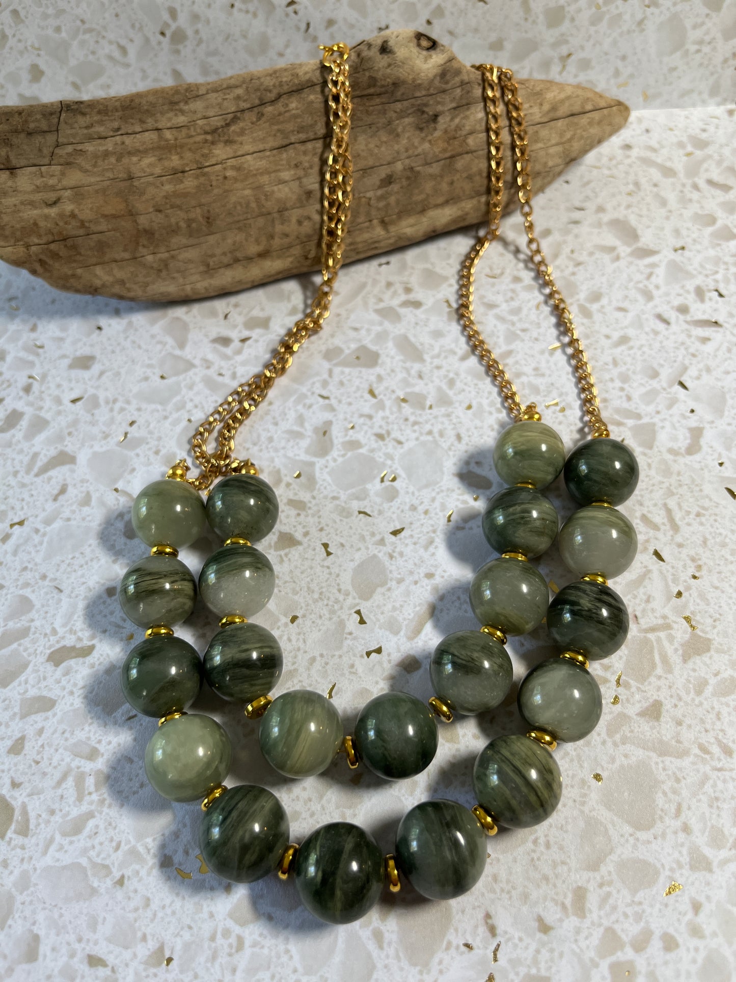 Jade Green double strand necklace