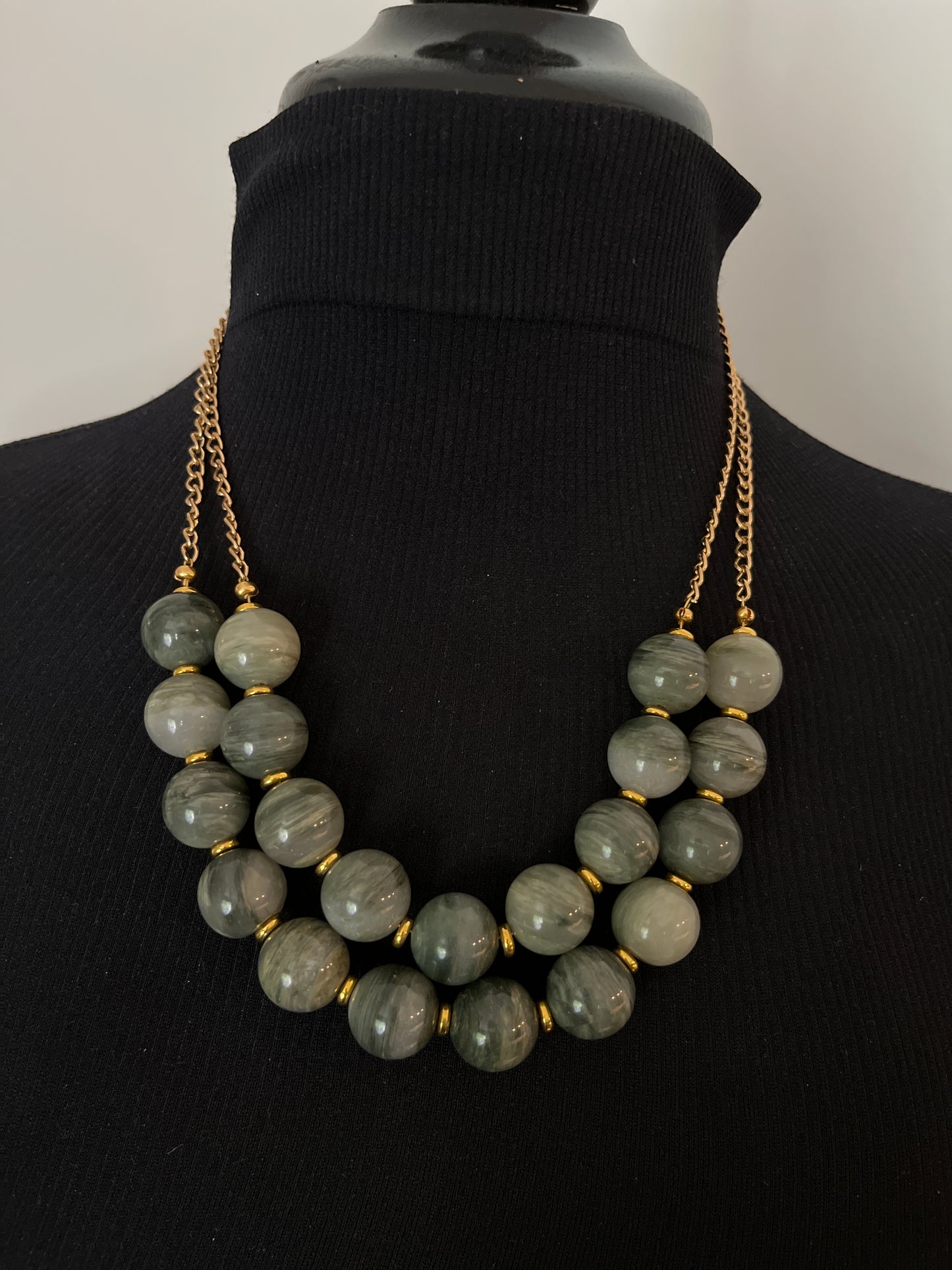 Jade Green double strand necklace